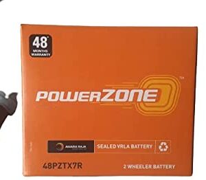 PowerZone AUC-PZ-48PZTX7R Capacity 7 Ah Battery for Two Wheelers with 24+24= 48 months warranty
