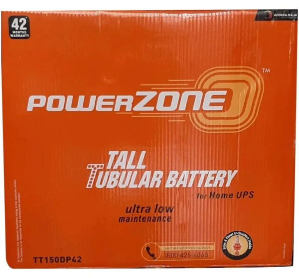 PowerZone PZA-IN-TT150DP42 Tall Tubular 150 Ah battery for Inverters and Home UPS with 42 months warranty